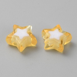 透明なアクリルビーズ  二層ビーズ  スター  ゴールド  9x9.5x4mm  穴：2mm  約30個/袋&nbsp;TACR-CJC0002-03G
