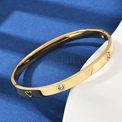 201 Stainless Steel with Rhinestone Bangles for Women&nbsp;BJEW-B138-04G