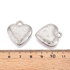 CCBプラスチックペンダント  花とハート  プラチナ  25.3~25.9x24x6mm  穴：3mm&nbsp;CCB-T012-02P