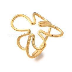 Flower 304 Stainless Steel Finger Rings for Women&nbsp;RJEW-M103-03G