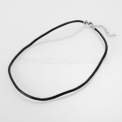 牛革レザーコードネックレス作り  304ステンレススチール製金具付き  ブラック  15.7インチ&nbsp;X-NJEW-JN01256-02