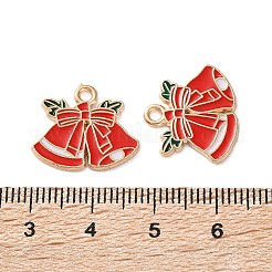 合金エナメルチャーム  クリスマステーマ  ライトゴールド  クリスマス鐘  15.5x18x1.2mm  穴：1.8mm&nbsp;LS-ENAM-I061-01KCG-15