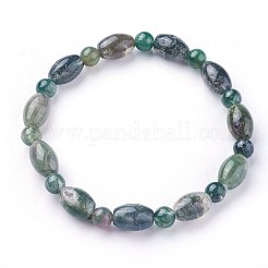 Natural Moss Agate Beads Stretch Bracelets&nbsp;BJEW-F380-03