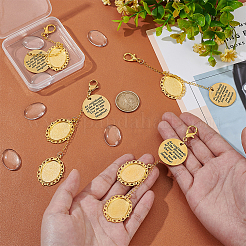 DIY 合金卒業キャップペンダントデコレーション作成キット  真鍮チェーン、201ステンレススチール、合金ロブスタークロウ留め金、ガラスカボション付き  ゴールドカラー  137~142mm&nbsp;HJEW-UN00050