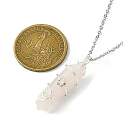 Natural Mixed Gemstone Faceted Bullet Shape Copper Wire Star Wrapped Pendant Necklaces&nbsp;NJEW-JN05024-02