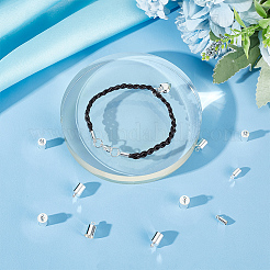 32本4スタイル真鍮コードエンド  エンドキャップ  長持ちメッキ  コラム  925銀メッキ  9~11x3.5~7mm  穴：1.5~1.8mm  内径：3~6mm  8個/スタイル&nbsp;KK-BBC0010-91S