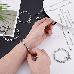 10Pcs 10 Styles Stainless Steel Chain Bracelets Kits&nbsp;BJEW-PH0004-48
