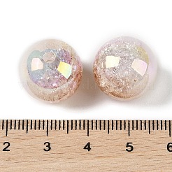 UVメッキ不透明クラックルツートンアクリルビーズ  ラウンド  サドルブラウン  16mm  穴：2.7mm&nbsp;MACR-C032-01G
