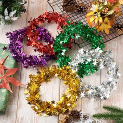 PVC Sparkly Star Metallic Garland with Iron Wire&nbsp;AJEW-TAC0034-08A
