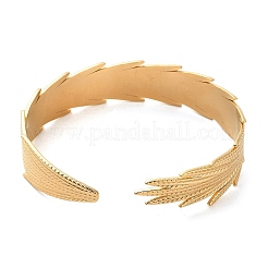 304 Stainless Steel Feather Cuff Bangles&nbsp;BJEW-G694-03G