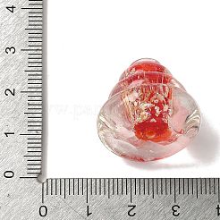 手作りのフォイルのガラスビーズ  コーン  ミックスカラー  21.5~22.5x22.5~23.5mm  穴：1.8mm&nbsp;LAMP-K039-44