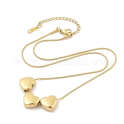 304 Stainless Steel Triple Heart Pendant Round Snake Chain Necklaces&nbsp;NJEW-H044-02G