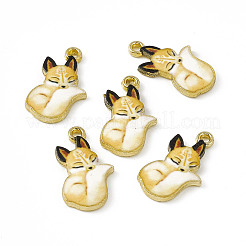 塗装合金ペンダント  キツネのチャーム  カドミウムフリー＆ニッケルフリー＆鉛フリー  ゴールドカラー  ミックスカラー  19.5x11.5x2mm  穴：1.5mm&nbsp;PALLOY-P288-05G