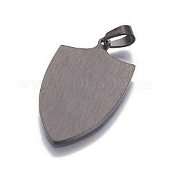 304ステンレスペンダント  シールド  イオンプレーティング（ip）  電気泳動黒  30x17.5x1mm  穴：3x5mm&nbsp;STAS-F200-02B