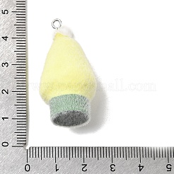 フロッキー不透明樹脂ペンダント  プラチナトーンの鉄ループ付き  ツリー  39x19mm  穴：2mm&nbsp;LS-RESI-F062-02C