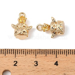 Brass Micro Pave Cubic Zirconia Charms&nbsp;KK-C155-17G-05