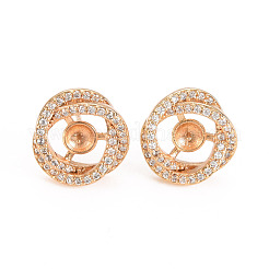 Brass Micro Pave Clear Cubic Zirconia Stud Earring Findings&nbsp;KK-S360-091-NF