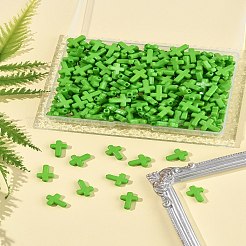 200個の不透明なアクリルビーズ  クロス  緑黄  16x12x4.5mm&nbsp;SACR-FS0001-39C