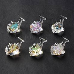 ルミナス透明レジンペンダント  金箔入りイルカチャーム  暗闇の中で輝く  ミックスカラー  19x28x17mm  穴：2mm&nbsp;RESI-K019-07