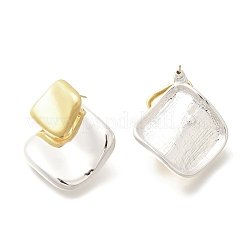 女性用真鍮菱形スタッドピアス  ゴールデン＆シルバー  33.5x28mm&nbsp;EJEW-A121-14