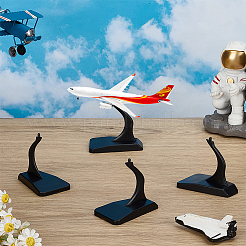 4袋入りプラスチック模型飛行機ディスプレイスタンド  模型飛行機ホルダー用卓上ディスプレイイーゼル  ブラック  完成品：6x3.7x5.5cm&nbsp;ODIS-FG0002-07