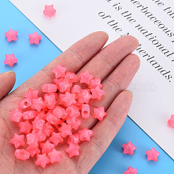模造ゼリーアクリルビーズ  スター  ショッキングピンク  9x9.5x5.5mm  穴：2.5mm  約1795個/438g&nbsp;LS-MACR-S373-45-E09
