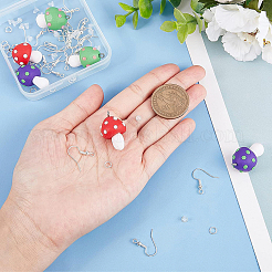 きのこのダングルイヤリングのDIYキット  ポリマークレイペンダントを含む  真鍮のピアスフック  ミックスカラー  66個/箱&nbsp;DIY-CA0003-91