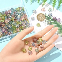250色メッキ透明アクリルビーズ5個  ゴールドライン入り  葉  ミックスカラー  10.5x13x4.5mm  穴：1.8mm  50個/カラー&nbsp;OACR-YW0002-19