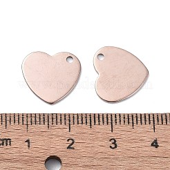 ステンレススチールチャーム201個  ハートチャーム  ローズゴールド  13.5x14x1mm  穴：1.5mm&nbsp;STAS-H191-01C-RG