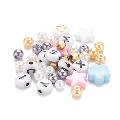 600個のガラス/プラスチックラウンド＆双円錐ビーズ  200個の星と花とフラットラウンドいアクリルビーズ  弾性水晶の線  DIYピンクのテーマジュエリー作成キット用  ミックスカラー  ビーズ：800個/セット&nbsp;DIY-FS0001-46