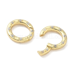 Brass Micro Pave Clear Cubic Zirconia Spring Gate Rings&nbsp;KK-Z120-43G