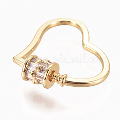 Brass Micro Pave Cubic Zirconia Screw Carabiner Lock Charms&nbsp;ZIRC-F105-09G