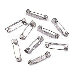 変色防止 304 ステンレススチール ピンブローチ バックバー金具  ステンレス鋼色  19x5x5mm  ピン：0.8mm&nbsp;STAS-Q184-01