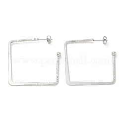女性用304ステンレススチールスクエアスタッドピアス  ステンレス鋼色  44x43x1mm&nbsp;EJEW-M089-06P