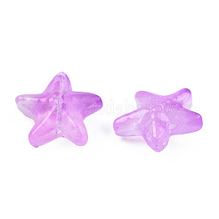 透明なスプレー塗装ガラスビーズ  ヒトデ  蘭  14x15x6.5mm  穴：1mm&nbsp;GLAA-N035-027-C05