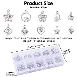 100Pcs 10 Styles Rack Plating Eco-Friendly Alloy Charms&nbsp;FIND-YW0008-79