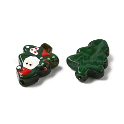 クリスマステーマの手作りランプワークビーズ  クリスマスツリー  グリーン  25~26.5x18.5~22.5x6.5~7.5mm  穴：1.6~1.8mm&nbsp;LAMP-I027-07-01