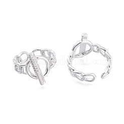 Brass Micro Pave Clear Cubic Zirconia Cuff Rings&nbsp;RJEW-F103-03-P