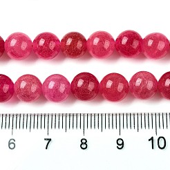 染め加工天然石ホワイトジェイドビーズ連売り  ツートン  ラウンド  サクランボ色  8x8mm  穴：0.9mm  約47~48個/連  15.16~15.72''（38.5~39.3センチメートル）&nbsp;G-T138-8mm-210-36
