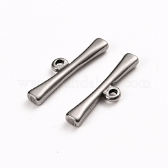 変色しにくい304ステンレススチールトグル留め具パーツ  バー  ステンレス鋼色  21x6x2.5mm  穴：1.5mm&nbsp;STAS-D142-06C-P