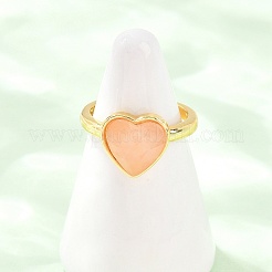 Natural Rose Quartz Finger Rings with Brass Findings&nbsp;G-H353-03G-06
