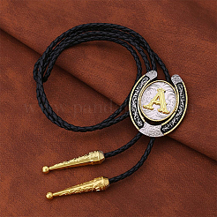 Cowboy Western Alloy Horseshoes & Letter Pendant Bolo Tie Necklaces&nbsp;NJEW-WH20014-02A