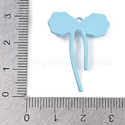 金合金ガラスペンダント  プラスチックパール付き  蝶結び  ライトブルー  29.5x22.5x5mm  穴：1.5mm&nbsp;FIND-U017-17G-04