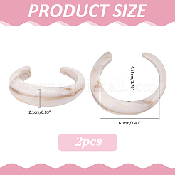 女性用不透明アクリルカフバングル  ホワイト  7/8インチ（2.1cm）  内径：1-3/4インチ（4.55cm）x2-3/8インチ（6.1cm）&nbsp;BJEW-WH0032-028B