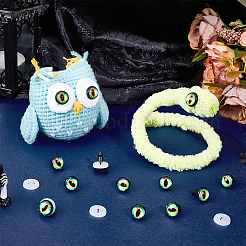 ガラス製の光る工芸品の人形の目  ぬいぐるみの目  diyの人形のおもちゃの人形のプラシ天の動物の作成のため  暗闇で光る  グリーン  17.5x12mm&nbsp;DIY-PH0030-39D