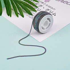 イオンプレーティング（IP）304ステンレススチールツイストチェーン  カーブチェーン  溶接されていない  スプールで  虹色  約32.8フィート（10m）/ロール  4.0x3x1mm  59x22mm&nbsp;CHS-D028-03M-C01