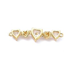 Brass Pave Clear Cubic Zirconia Connector Charms&nbsp;KK-H434-06G