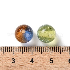 金箔入りグラデーションカラー透明樹脂ビーズ  ラウンド  ミックスカラー  10mm  穴：1.8mm&nbsp;RESI-A035-10B