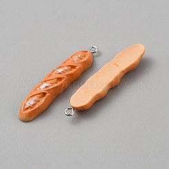 不透明樹脂ペンダント10個  模造パン  バゲット  プラチナ合金ループ付き  ダークオレンジ  47x9x5.5mm  穴：2mm&nbsp;CRES-WH0017-06L-P