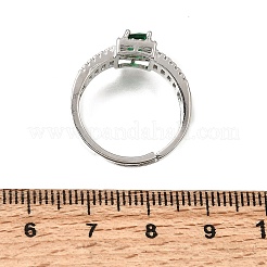 真鍮マイクロパヴェクリアキュービックジルコニアカフオープンリング  長方形  プラチナ  18mm&nbsp;CU-CBA5C10-14P